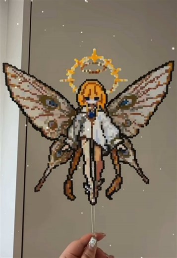 Just a butterfly fairy I made with Perler beads… whose wings actually FLUTTER! ✨ So magical to see something you created come to life. #PerlerBeads #DIY #CreativeArt #hamabeads #BeadArt