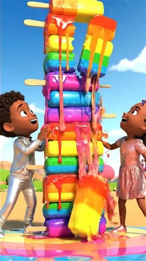 Rainbow Candy Tower Fail 🌈🍭 Squid Game Kids #SquidGame #Funny #Shorts