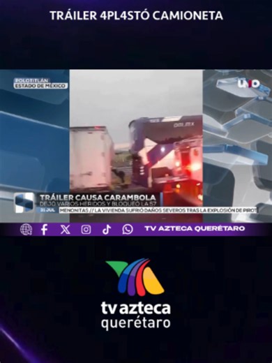 🚨 TRÁILER PROVOCÓ CARAMBOLA EN LA 57 Un tractocamión derrapó y se vio involucrado en un choque múltiple sobre la autopista 57, a la altura de Polotitlán. Información de Waldo Maya con Lorehna Vega. @waldomayaoficial2 #autopista57 #polotitlan #vialidad #noticias #tvaztecaqueretaro