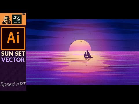 Vector Sunset Scenery in Adobe Illustrator | Speed Art