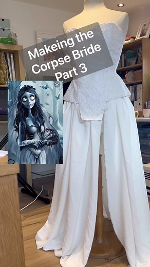 Corpse Bride part 3 -constructing the skirt #cosplay #corpsebride #costume #timburtoncosplay #halloween