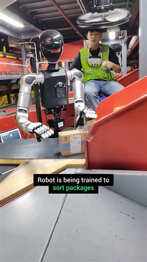 This is how a robot is being trained by humans to do repetitive tasks.