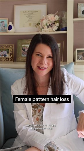 Female pattern hair loss isn’t talked about enough. It often presents as gradual thinning—especially along the part, crown, or temples—rather than the receding pattern seen in men. The good news: there are treatment options. The first step is identifying the pattern and contributing factors so your treatment plan can be individualized. Come back tomorrow for part 5 of my Hair Loss Series. #boardcertifieddermatologist #hairloss #hairlosssolutions #hairlosshelp #hairthinning