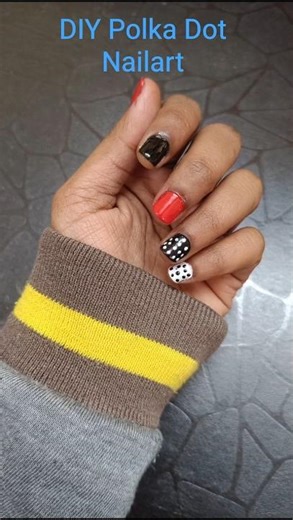 DIY Red & Black Polka Dot Nail Art! 🔴⚫ #diy #handmade #nailart #shorts #easynailart #polkadot #viral