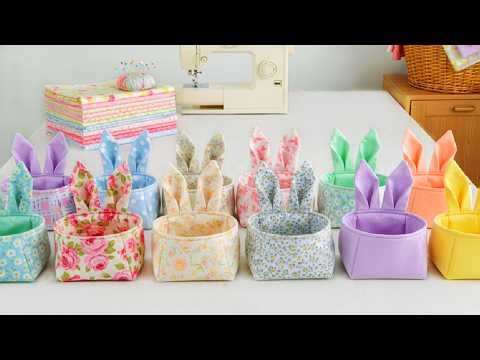 Easy And Cute Mini Bunny Easter Basket Gift Idea, Fast Sewing Project In 10 Minutes. #easterbasket