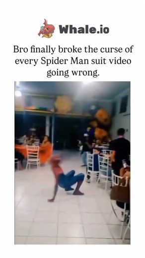 Unviversal Clips on Instagram: "The video depicts a Spider-Man cosplayer executing seamless dance moves at a lively party, defying the viral meme of such suit-based stunts typically ending in falls or wardrobe malfunctions. Posted by a basketball and pop culture account, it amassed over one million views within 24 hours, tapping into fans' delight in rare, polished superhero cosplay triumphs. User replies highlight quirky details like mismatched shoes and exaggerated kicks, amplifying the clip's