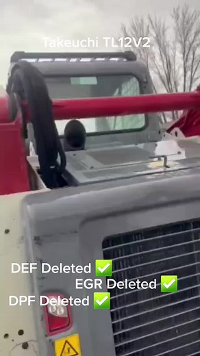 Takeuchi TL12V2 has had the DEF DPF and EGR deleted. This machine has been retrofitted with our new replacement pipe. This pipe will work with the TL12v2 and the Kubota svl95/97 This TL12V2 is heading back to the customer now that it's out of derate. Need your takeuchi or Kubota tuned? Reach out to us. We are able to tune just the machines remotely. The machines we can't tune remotely we will need the ECU sent to us. www.tmagtuning.com #takeuchi #takeuchitl12v2 #kubota #kubotasvl95 #kubotav3800 
