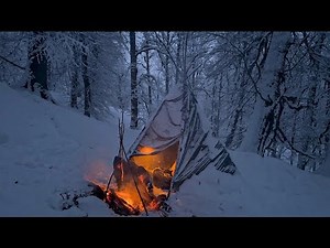 -34 °C No Tent Winter Camping Heavy Snow• Snow Storm ASMR