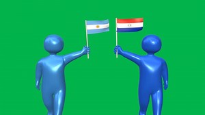 Download 3D animated characters with Argentina and Paraguay flags on green screen for free