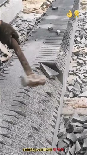 Carving stone column with hammer tool