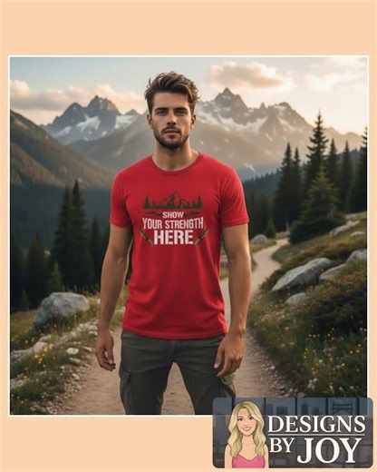 Hunting Unisex Graphic T Shirt With Mountain Scene And Knives Design