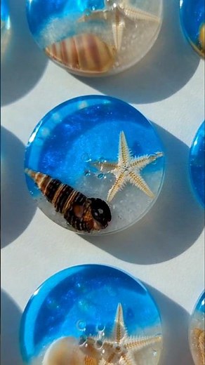 Diy resin buttons with seashells and starfish Resin art ideas #handmade #diy #craft #tutorial