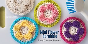 Mini Flower Scrubbie - Free Crochet Pattern - The Purple Poncho