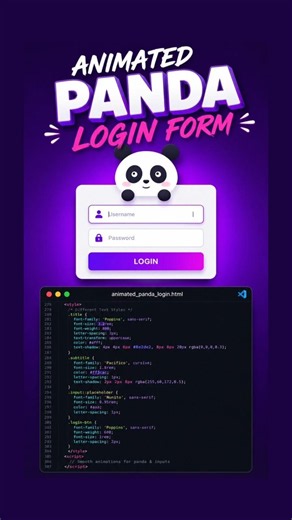 Animated Panda Login Form Using HTML CSS & JavaScript | MERN Stack Course #shorts #coding