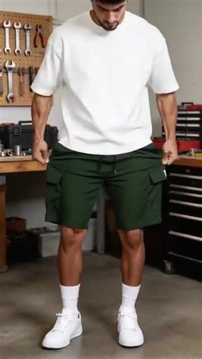 Men's Cargo Shorts with Multi-Pockets, Heavy Duty Workwear Casual Summer Shorts