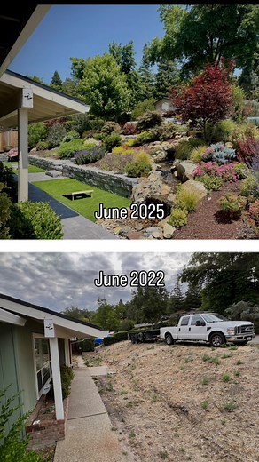 Dads house is looking 👌 House full of landscapers and we always had the worst looking yard on the block. A few years ago we decided to start fixing it up and I’m pretty stoked with how it’s starting to fill In. #Frontyard #landscaping #waterfeature #planting #yardtransformation | Landscaping With Dylan
