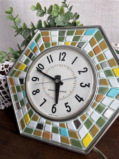 Vintage General Electric Mosaic Wall Clock | Mid Century Modern GE Clock | 1960s Kitchen Wall Clock | Retro Tile Clock | Works - Etsy