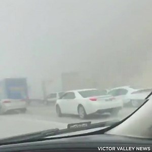 WATCH: A motorist driving through thick fog in the Cajon Pass finds several cars involved in a pileup. https://cbsloc.al/2skujq2 | CBS LA