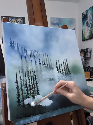 Misty Forest Acrylic Painting Tutorial with Limited Palette