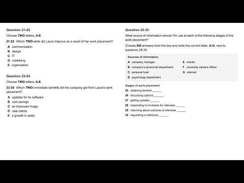 IELTS Listening Cam10 Test4 Part3 Student Work Placement Discussion