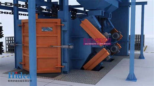 抛丸清理机工作流程机械三维动画