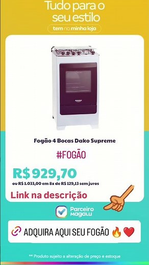 Fogão 4 Bocas Dako Supreme