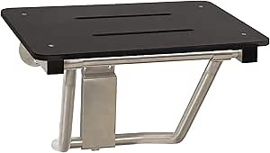 22" x 15" Black Folding Wall Mount Shower Seat Bench, ADA Compliant