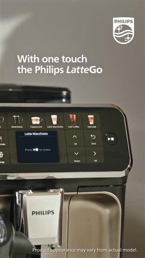 Coffee made with freshly ground beans, with one touch! Enjoy 20 cafe-style drinks with Philips LatteGo.☕ | Philips Home Living