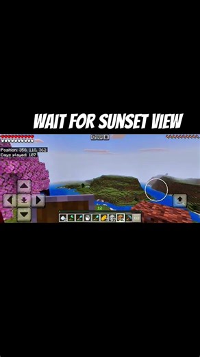 Minecraft sunset hits different 🌅⛏️Peaceful vibes in the block world.Would you build a house here?