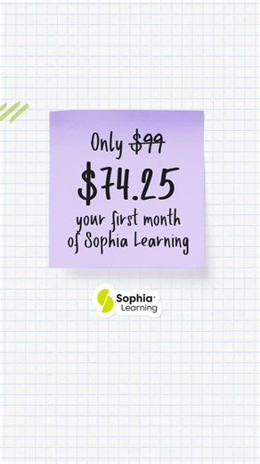 Go back to school your way for only $74.25 your first month. Over 70 college-level, transfer-friendly courses at your fingertips. | Sophia Learning