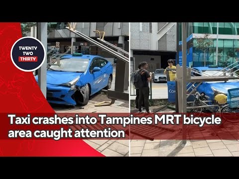 Taxi crashes into Tampines MRT bicycle area shocking afternoon accident caught attention