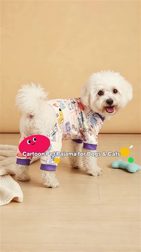 Cute Cartoon Print Pet Pajamas, Soft Comfy Pet Sleepwear for Small/medium Dogs/cats, Stylish Animal #hellokittypajamas #petclothes #toddlerpajamas #valentinesdaypjs #cozypajamas #catsweatshirt #matchingpjset #babygirlpajamas #dogcarrierhoodie #dogoutfits