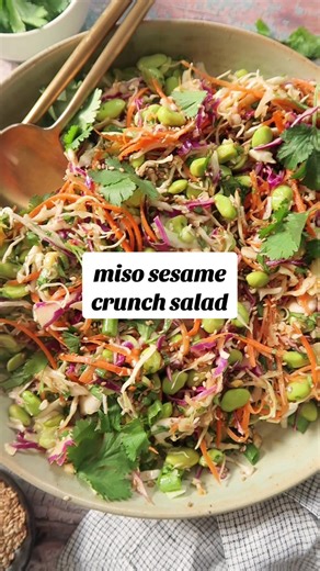 Miso Sesame Crunch Salad Recipe with Plant Protein