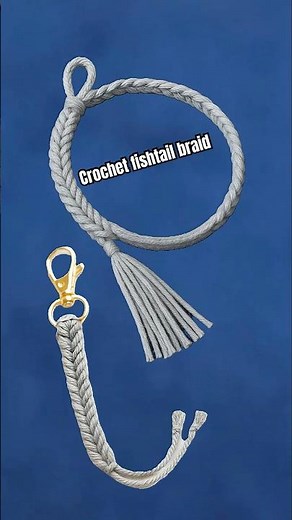How to Crochet a Fishtail Braid Bracelet | Easy & Aesthetic Tutorial#crochetbeginner#crochet #shorts
