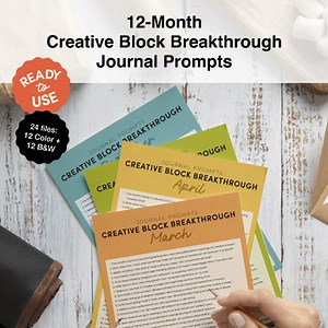 365 Journal Prompts for Creative Block Breakthrough | Printable & Digital