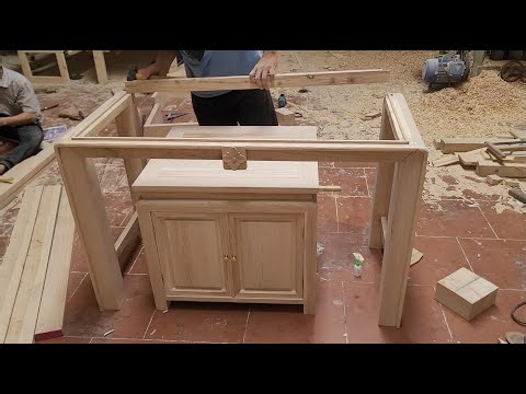 The process of crafting a beautiful wooden table with intricate patterns
