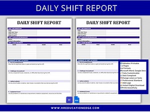 Daily Shift Report Template | End of Shift Change or Handover, Incident Reporting, Operations Form - Etsy