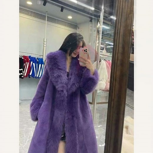 2023 Winter Fashion Fur Coat Women's High-End Luxury Mid-Length Fox Fur Collar Mink Fur Coats War...