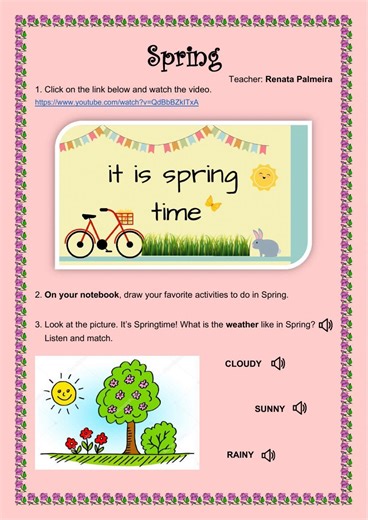 Spring interactive worksheet for grades: 1 to 3