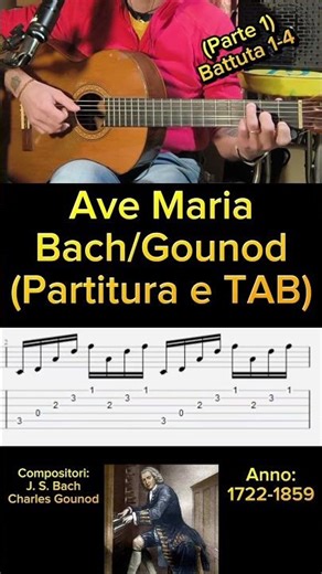 Ave Maria (Bach/Gounod) "Tutorial chitarra" (TAB parte 1) #guitartabs #tutorialchitarra