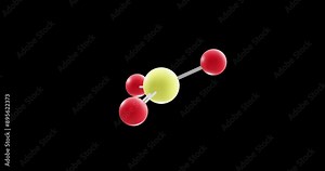 Sulfur trioxide molecule, rotating 3D model of sulphur trioxide, looped video on a black background
