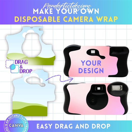 Disposable Camera Wrap Canva Template, Retro Film Camera Template, Printable Camera Label, Easy Drag and Drop, DIY Custom Camera Cover Svg - Etsy Australia