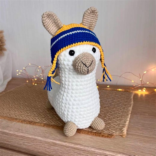 Crochet Llama Plush With Hat – Handmade Alpaca Amigurumi Toy – Soft Stuffed Animal for Kids Nursery Decor - Etsy