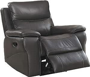 Benjara Contemporary Recliner Chair with Contoured Seat, Gray