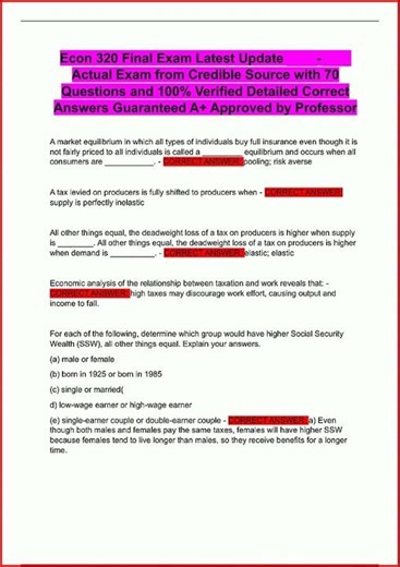Econ 320 Final Exam Latest Update Actual Exam From Credible video