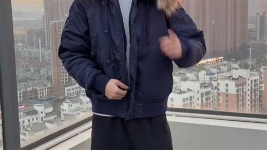 马登工装美式复古N2A毛领派克服蓝色座山雕短款棉服夹克外套男冬海军蓝男款棉服