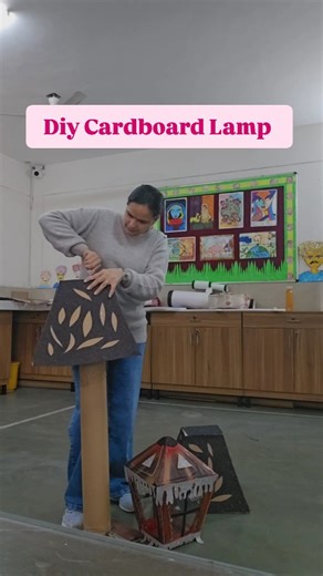 Amita Singh on Instagram: "Diy Cardboard Lamp For School Decoration / Cardboard Lamp Idea #School #Lamp #Craft #karnal"
