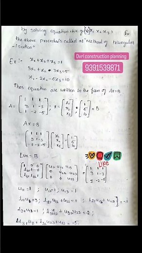 L U decomposition method procedure and problem solution :-8 #ludecomposition #structuralengineering