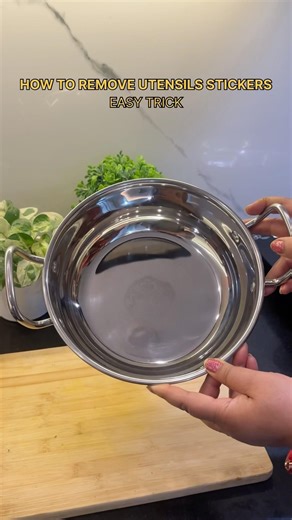 How to remove utensils sticker || easy trick || #trick #kitchentips