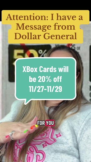 Attention Couponers: I have a message from Dollar General! Xbox gift cards will be 20% off next week! #dollargeneral #dollargeneralcouponing #extremecouponing #couponing #couponer